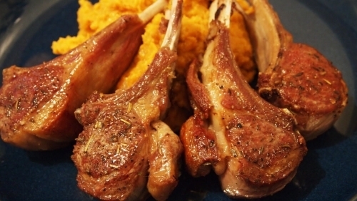 For page lamb chops   mashed yams klein
